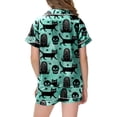 thumbnail image 4 of felwors Kids Halloween Pajamas Kids Pumpkin Ghost Print Girls Silk Pjs Short Sleeve Button-Down Top Shorts Set Kids Girls Clothes (Green,12-13 Years), 4 of 5