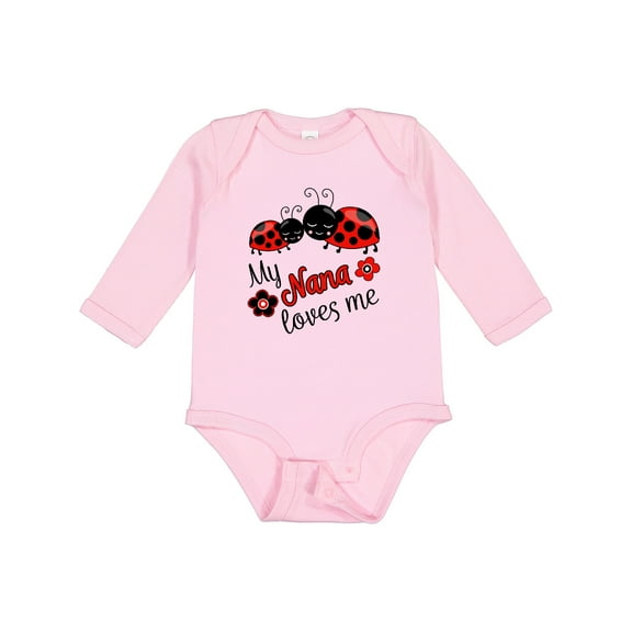 Inktastic My Nana Loves Me with Cute Ladybugs Boys or Girls Long Sleeve Baby Bodysuit