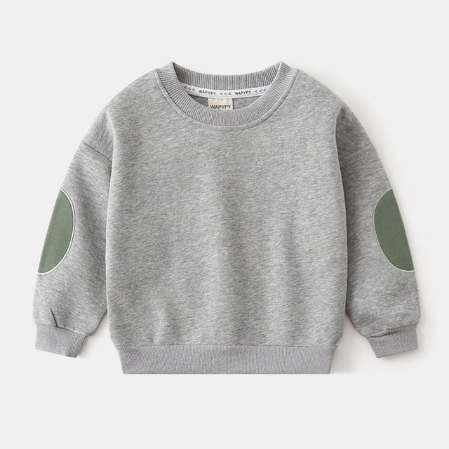 Cowsor Toddler Baby Boy Girl Fleece Pullover Sweatshirt Solid Color Crewneck Blouse Shirt Tops Warm Fall Winter Clothes