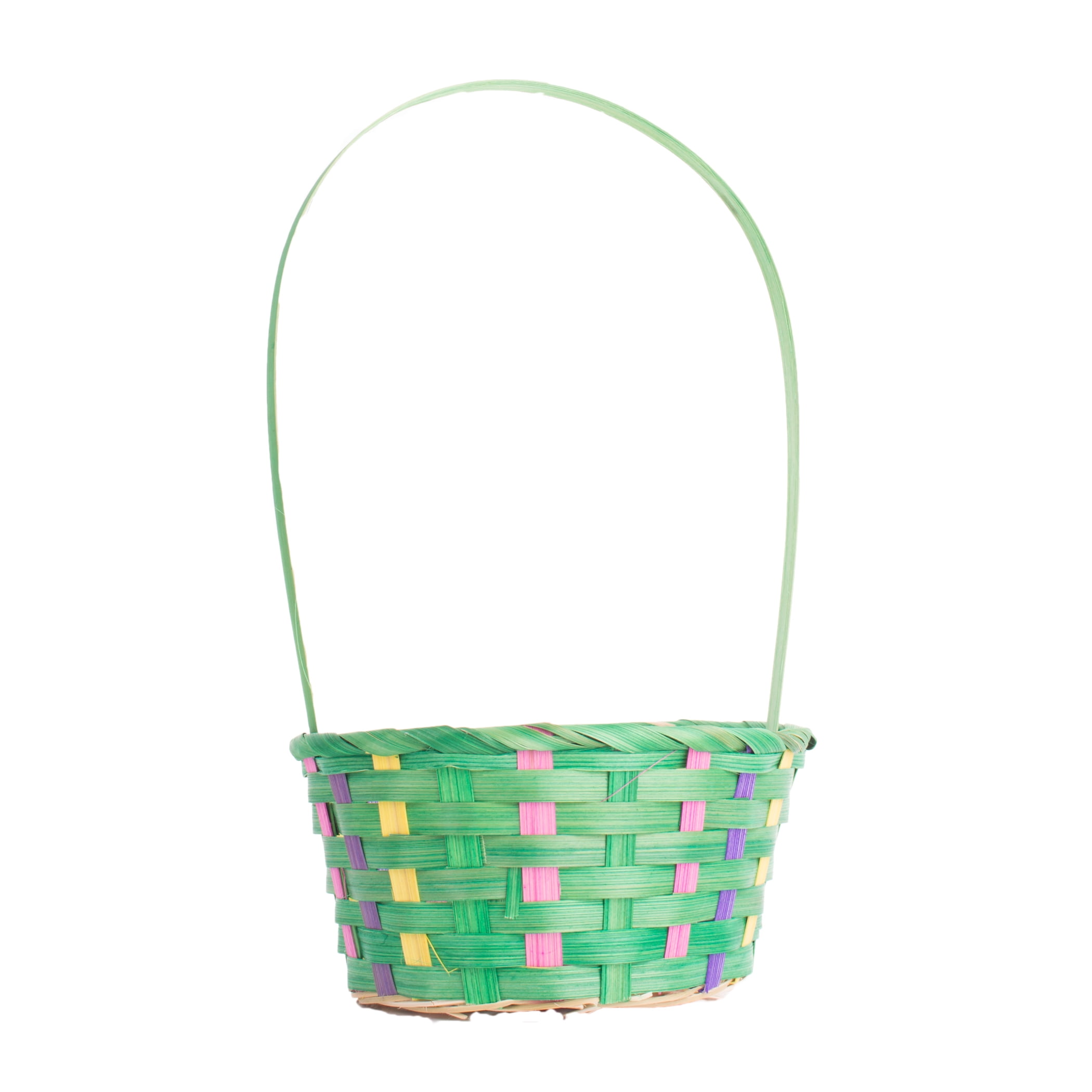 Classic Easter Spring Colored Bamboo Weaved Gift Baskets, Green