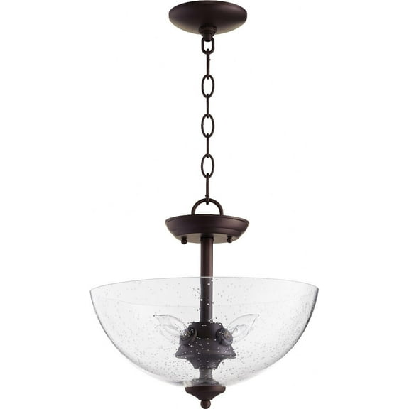 2840-14-86 Quorum Lighting 4 Light Bowl Dual Mount Pendant in Transitional style - 13.75 inches wide by 11.25 inches high-Oiled Bronze Finish