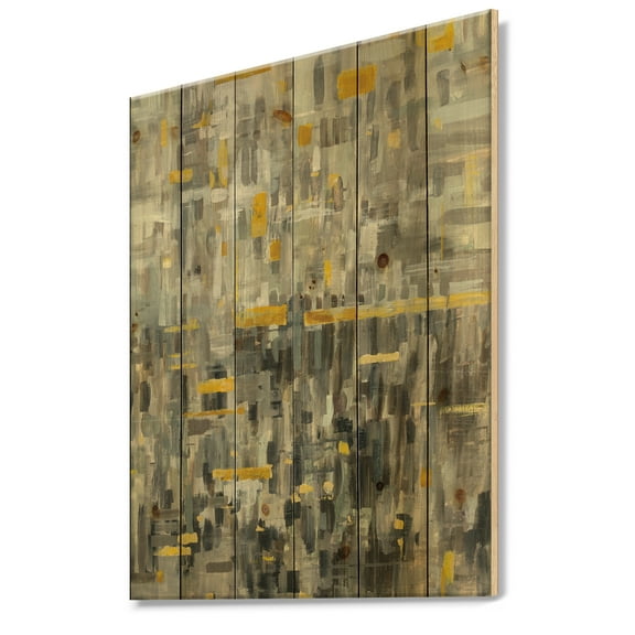 Designart 'Abstract Glam Gold Reflection' Modern & Transitional Print on Natural Pine Wood