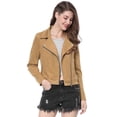 thumbnail image 2 of INSPIRE CHIC Women Short Soft Zip Up Faux Suede Biker Moto Jacket, 2 of 6