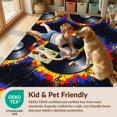 thumbnail image 4 of Design&I 9'x12' Washable Area Rug Record Vinyl Retro Turntable Graphic Flowing Eighth Notes Frame for Great Room, Large Living Giant Skid-Resistant, 4 of 7