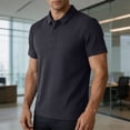 thumbnail image 6 of Men's Business Casual Polo Shirt, Waffle Knit Short Sleeve Breathable Top for office & Summer Size M-4XL Gray, 6 of 8