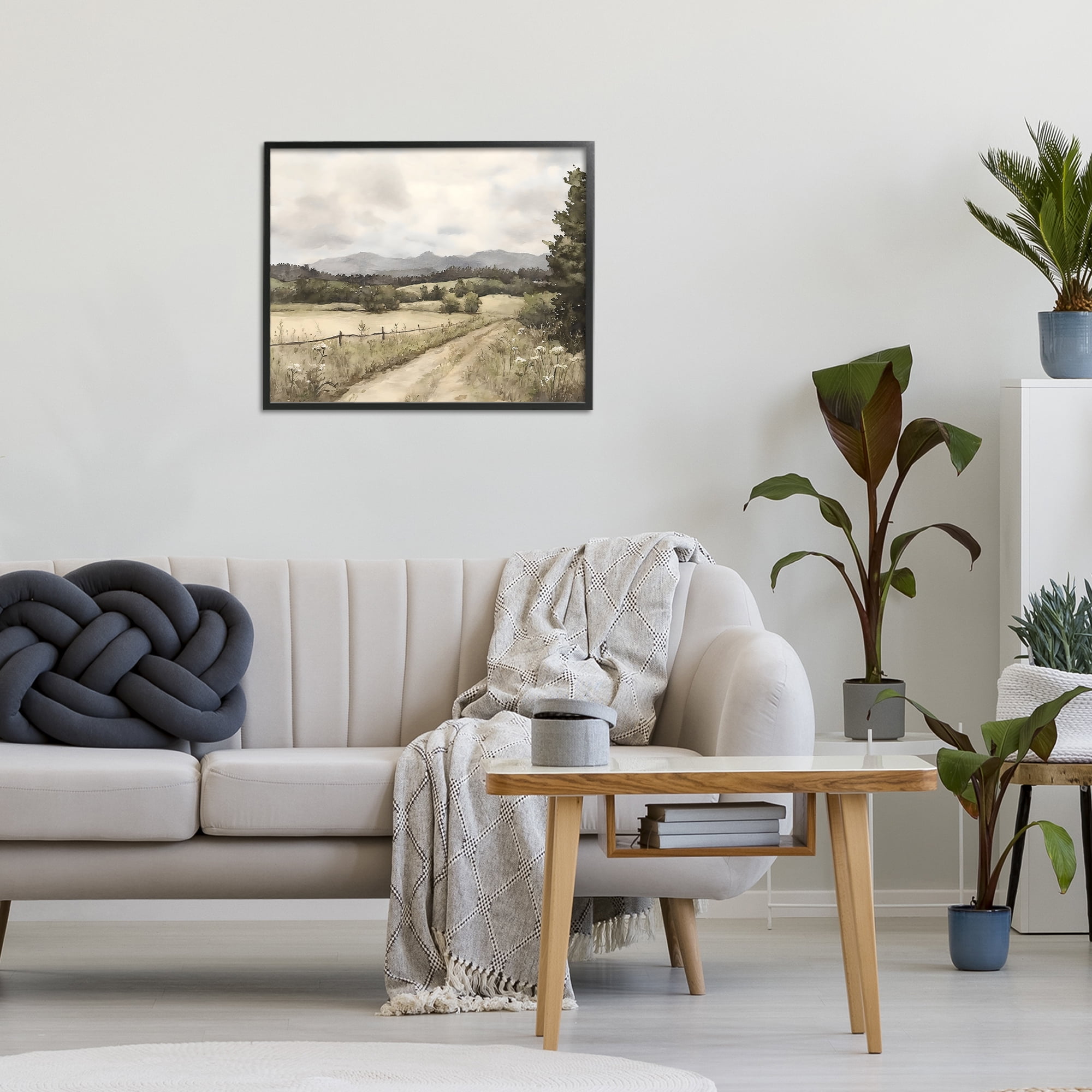 Stupell Industries Muted Meadow Lane Black Framed Giclee Art, design by Riley B