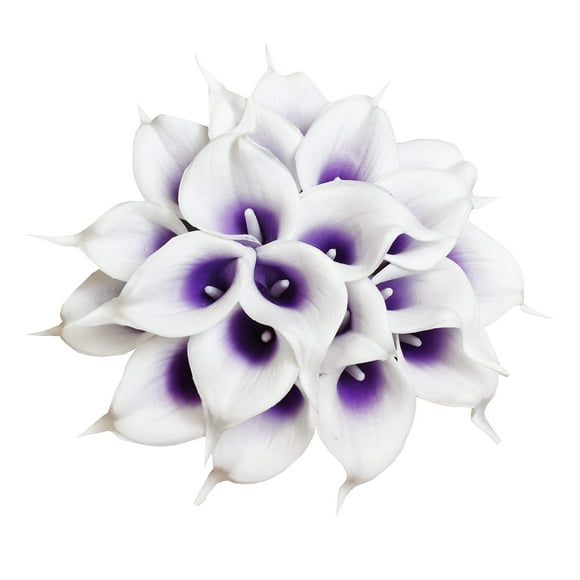 Flores artificiales DuHouse Calla Lily, 20 unidades (morado y blanco)
