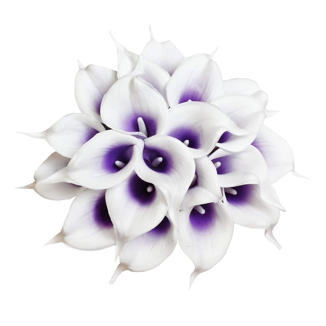 Flores artificiales DuHouse Calla Lily, 20 unidades (morado y blanco)
