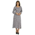 thumbnail image 1 of Bimba Robe Maxi Imprimée pour Femmes, Patte de Boutonnage avant, Robe Ethnique, Robes Décontractées en Rayonne, 1 of 7