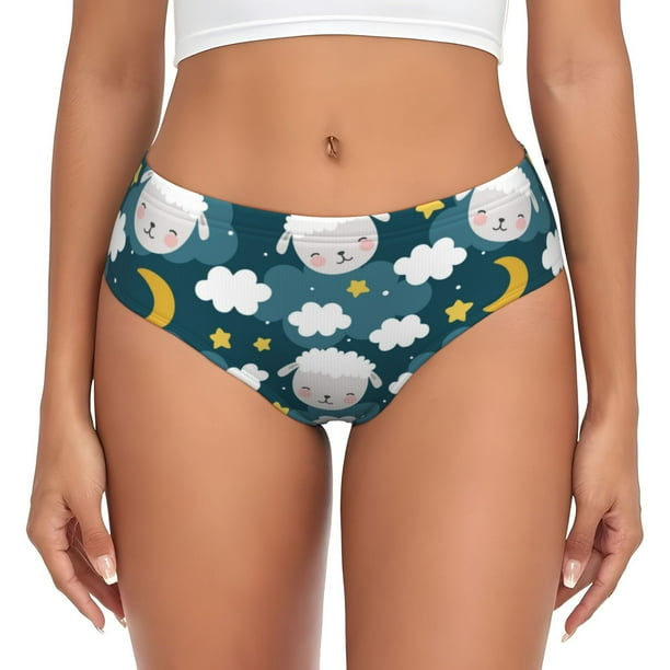 Fotbe Sweet Dream Lamb Calzones Estampados para Mujer – Ropa Interior de Algodón, Cómoda, Suave y Elástica-Small