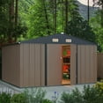 thumbnail image 2 of Devoko 10x8 Ft Metal Storage Shed, Lockable Steel Garden Shed for Patio Backyard Outdoor Tools, Brown, 2 of 5