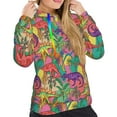 thumbnail image 5 of Yiaed Colorful Dinosaur Print Womens Casual Hoodies Crew Neck Long Sleeve Sweatshirts With Pocket Pullover Tops Women's Hooded Sweatshirt-Small, 5 of 5