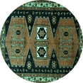 thumbnail image 1 of Ahgly Company Machine Washable Indoor Round Persian Turquoise Blue Traditional Area Rugs, 5' Round, 1 of 4