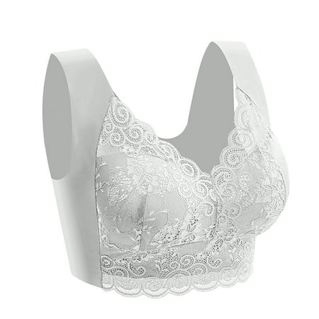 

Qiaocaity Women Bras High Support Underwear Women Fashion Lace Bra Wire Free Underwear One-Piece Bra Everyday Underwear Gray XL