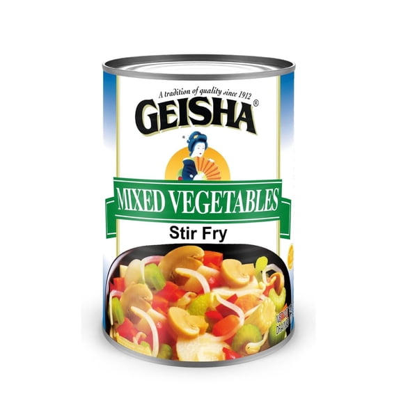 GEISHA Mixed Vegetables Stir Fry 14.5OZ. (Pack of 12), Mixed Vege | No Trans fat － Gluten Free－Less than 50 Calories per Container － Good Source of Fibers －Ready to Eat －Long Seller Item