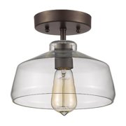 CHLOE Dickens Industrial 1 Light Bronze Semi-flush Ceiling Fixture 9" Shade