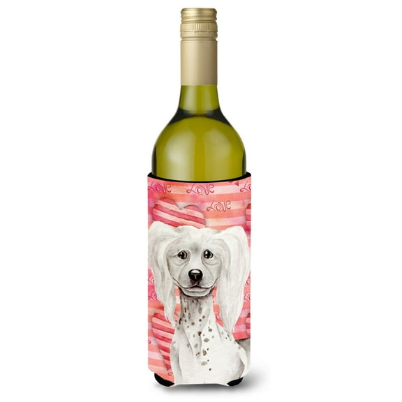 Carolines Treasures CK1394LITERK Chinese Crested Love Wine Bottle Beverge Insulator Hugger  Wine Bottle multicolor