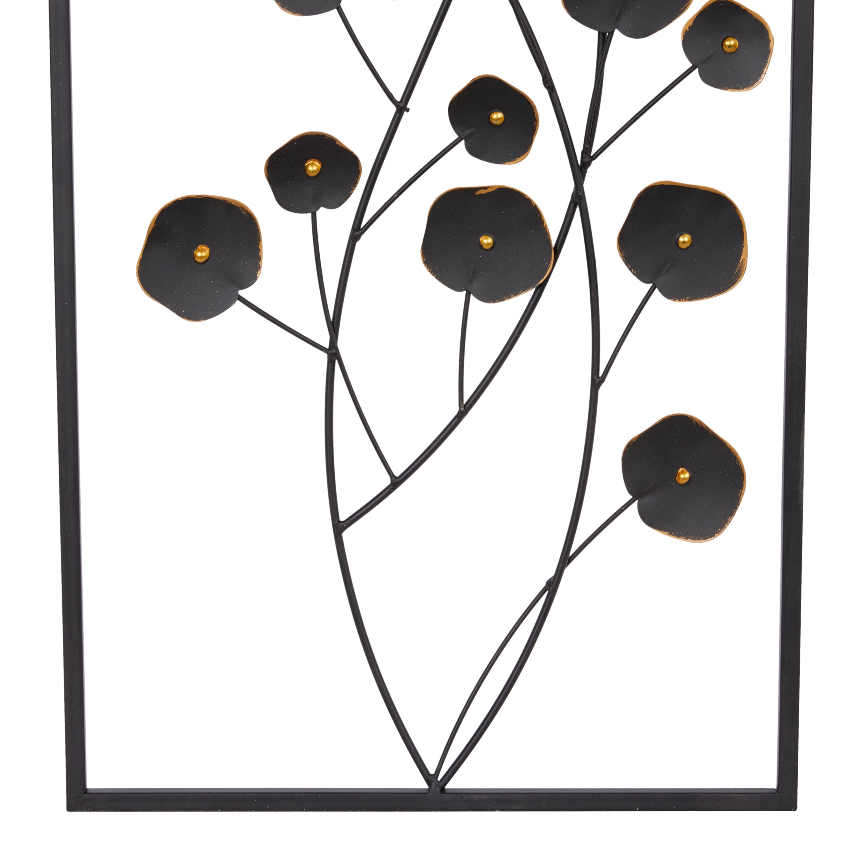 Deco 79 Metal Floral Wall Decor with Black Frame, Set of 2 12W, 36H, –  Medi Thread Collection