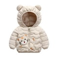 thumbnail image 5 of Staki Kids Boy's Winter Coat Hooded Puffer Windbreaker Warm Cotton Jacket Parka Down Outdoor Coats Toddler Coats(Beige,12-18 Months), 5 of 6