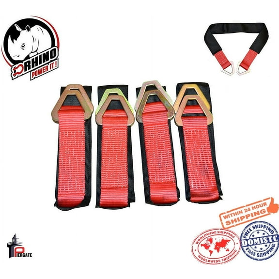 (4) D-Rhino 36" X 2” Axle Straps HD Tie Down Race Car Hauler Tow Truck Off Road
