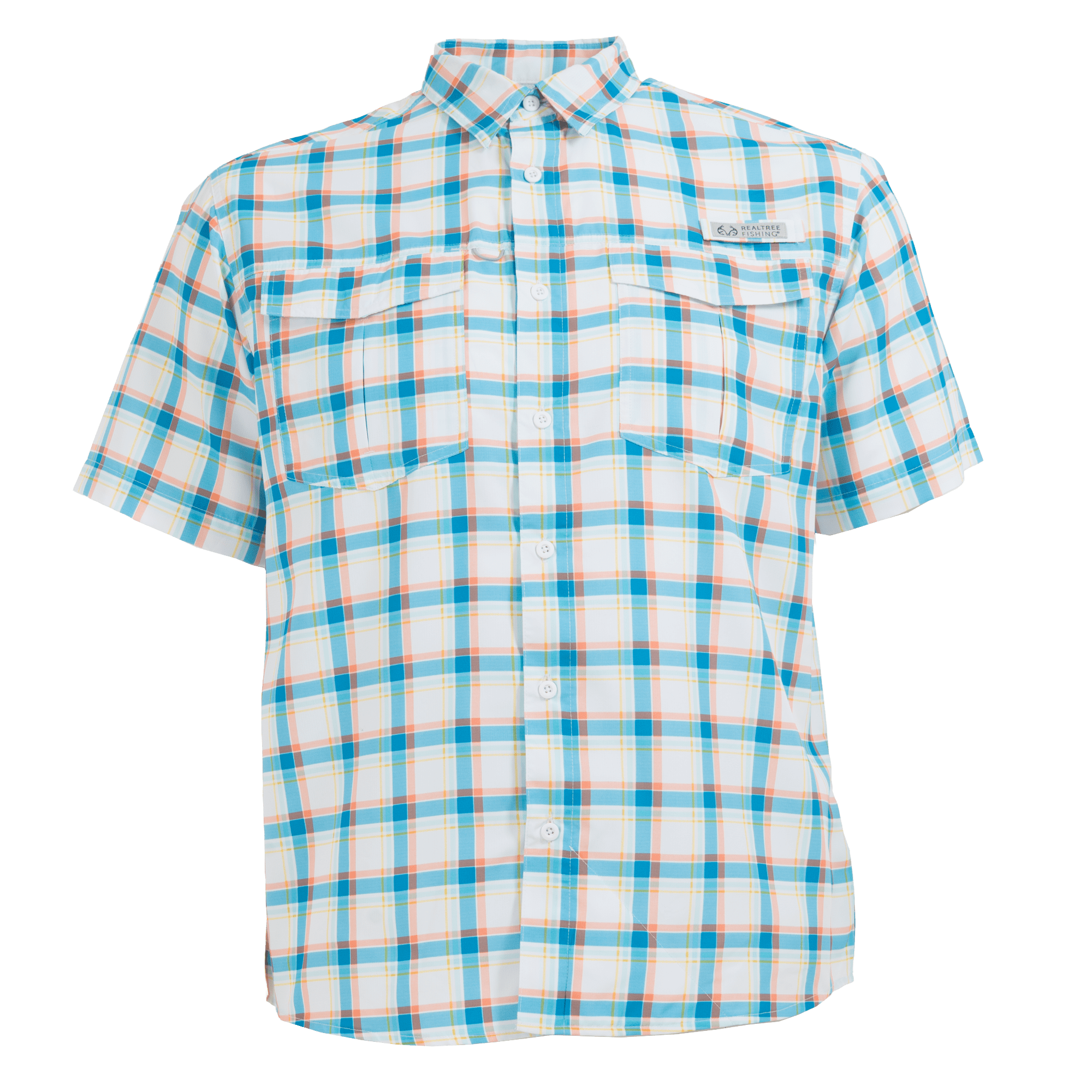 Realtree Men's Hawaiian Ocean Plaid 3XL Short Sleeve Guide Shirt