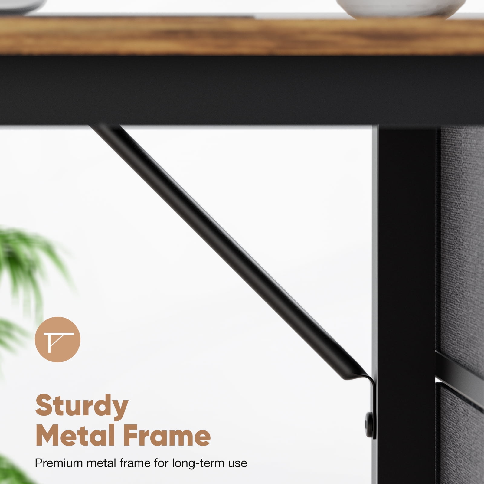 MAYEERTY 55 Inch Computer Desk Home Office Desk Writing Study PC Table with 2-Tier Drawers and Hook