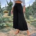 thumbnail image 6 of Wide Leg Pants for Women Casual Linen Palazzo Pants with Pockets Ladies Pull On High Waisted Beach Trousers, 2XL, 6 of 6