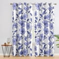 thumbnail image 2 of Purple Floral Curtains, Flower Leaves Blackout Curtains For Bedroom Living Room Home Decor, Leaf Botanical Patterned Grommet Drapes 38"W x 45"L, 2 of 6