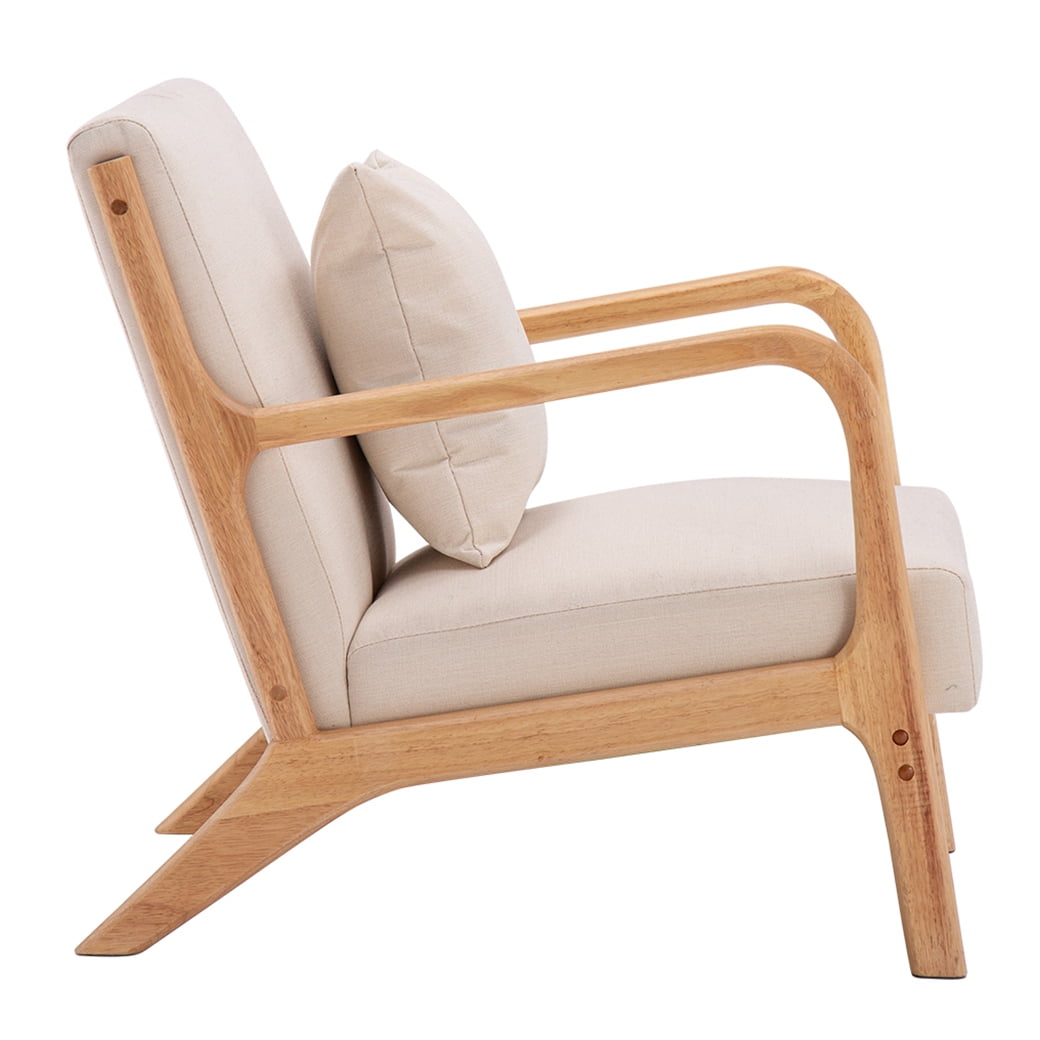 Home Use Office Use Accent Chair For Living Room Oak Single Reading Chair 26 X 26 8 X 29 5 Beige Fabric Walmart Com Walmart Com