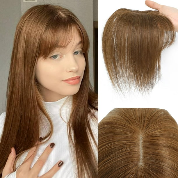 Toppers ELEVAVE, cobertura 3D 360°, flequillo tenue, cabello humano real