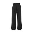 thumbnail image 4 of Cotton Linen Pants Women Smocked High Waisted Split Wide Leg Pants Summer Flowy Vacation Beach Pant with Pockets 2025, Black XXL, 4 of 7