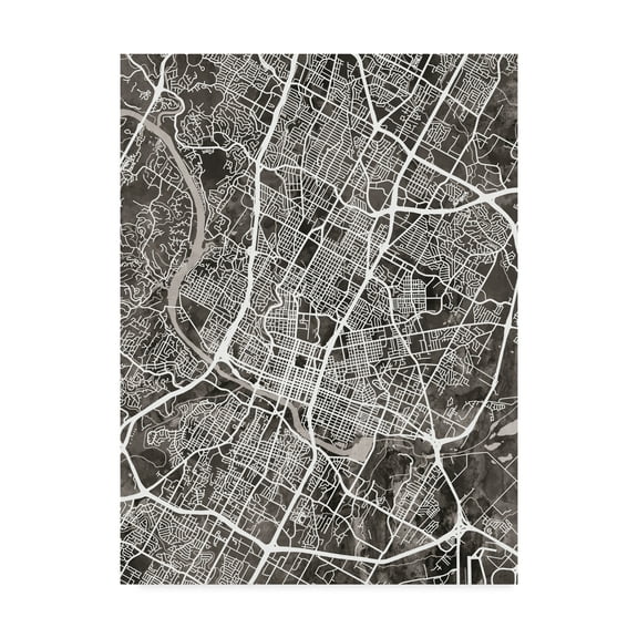 Trademark Fine Art 'Austin Texas City Map Black' Canvas Art by Michael Tompsett