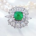 thumbnail image 2 of Green Emerald Ring, Silver Tone, 2 of 11