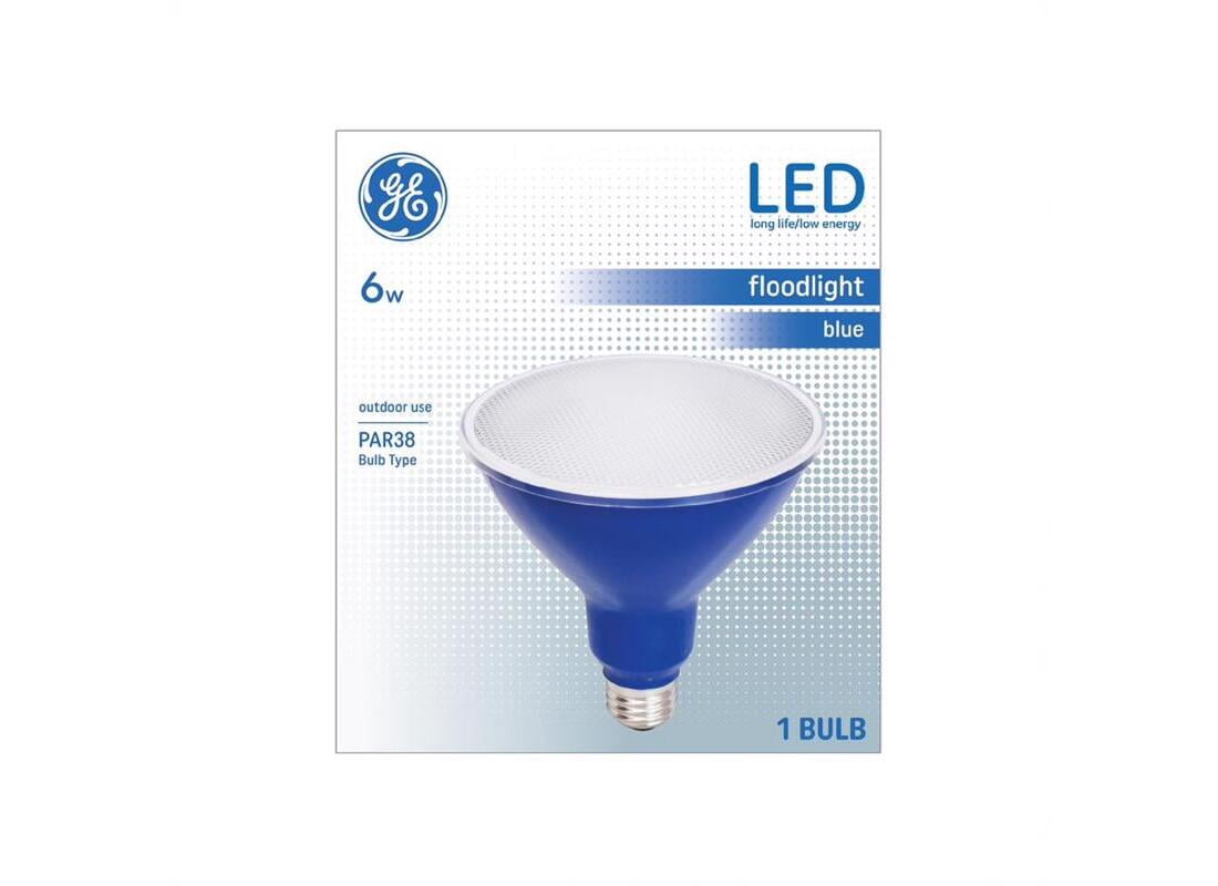 GE 93100882 LED Blue Floodlight, Medium Base, PAR38M, 6 Watt - Quantity 1