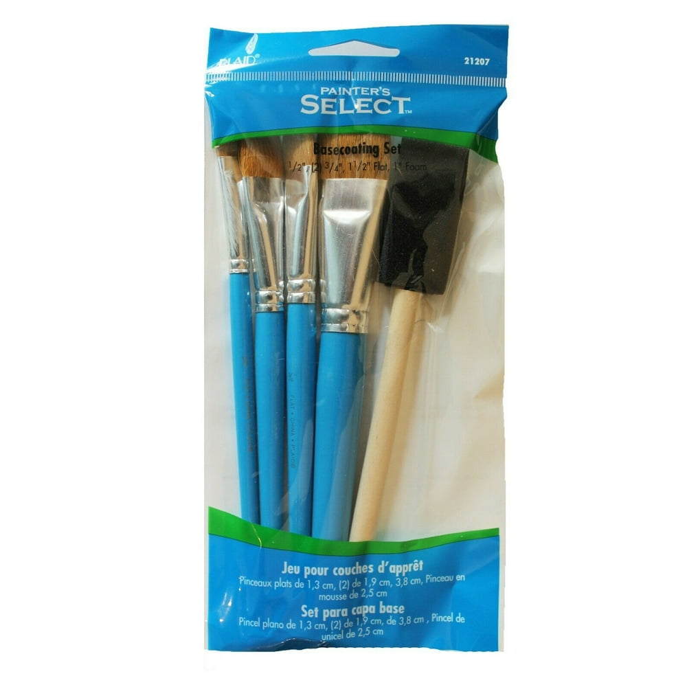 Plaid 5 Piece Basecoating Blending Set Flat Paint Brushes for Oil