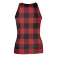 thumbnail image 5 of JULMCOMO Ribbed Knit Tank Tops for Women Plaid Crew Neck Sleeveless Summer Tank Tops Striped Color Block Slim Fit Casual Shirts Red S, 5 of 5