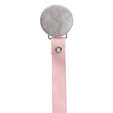 Quilted Pacifier Clip with Matching Suede Ribbon