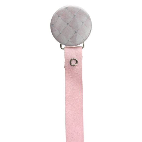 Quilted Pacifier Clip with Matching Suede Ribbon