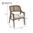 thumbnail image 6 of Christopher Knight Home Mid-Century Modern Upholstered Dining Chairs with Rattan Back Set of 4, Beige+Walnut, 6 of 9