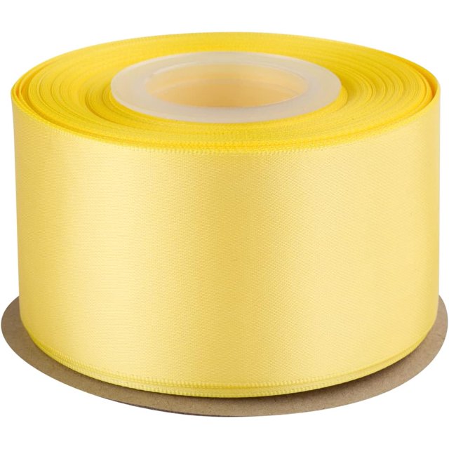 GFDYREE 2" Inch Double Faced Satin Ribbon Lemon Solid Polyester Craft Ribbon - 25 Yards Perfect for Gift Wrapping, Crafts, Wreath, Wedding Party Ceremony Decoration, Floral Arrangement, Sewi