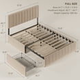 thumbnail image 6 of Aiho Full Bed Frame, Upholstered Platform Bed with Sturdy Metal Frame and 4 Under-Bed Drawers - Beige, 6 of 9