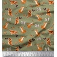 thumbnail image 1 of Soimoi Green Silk Fabric Insect & Cat Animal Printed Fabric 1 Yard 42 Inch Wide, 1 of 3