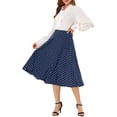 thumbnail image 2 of Allegra K Women's Elastic Waist Zipper Polka Dots Casual Midi Skirt, 2 of 6