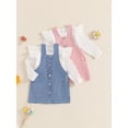thumbnail image 3 of Gupgi Fall Outfit Toddler Baby Girl Ribbed Ruffle Long Sleeve Tops Sweater Corduroy Suspender Dress, 3 of 9