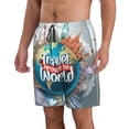 thumbnail image 2 of Disketp Men'S Swim Trunks Hawaiian Breathable Surf Beach Swimsuits Mesh Lining Beach Shorts With Pockets-Travel Around The World, 2 of 9