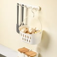 thumbnail image 4 of RKSTN Storage Basket White Plastic Storage Basket Miscellaneous Basket Storage Box Rectangular Hanging Storage Basket Kitchen Basket Hollow Out with Hooks, 4 of 5