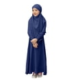 thumbnail image 1 of RXMEKW Ensemble de Robe Musulmane avec Châle pour Filles Manches Longues Col Rond Robe à Volants Tenue 2 Pcs Rose, 1 of 9