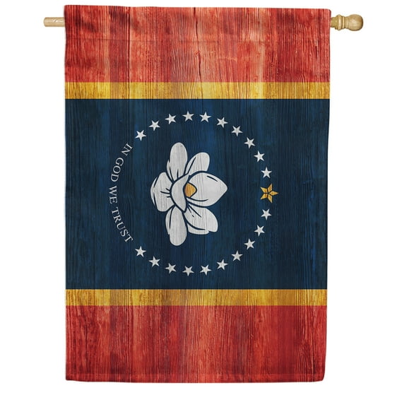 America Forever Mississippi State Flag 28 x 40 Inch Double Sided Outdoor Yard Decorative USA Vintage Wood State of Mississippi House Flag, Made in the USA