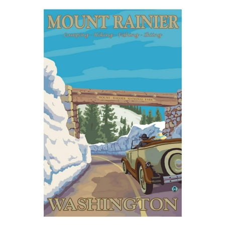 Entrance to Park, Mt. Rainier National Park, Washington Laminated Print Wall Art By Lantern (Best Entrance To Mt Rainier)