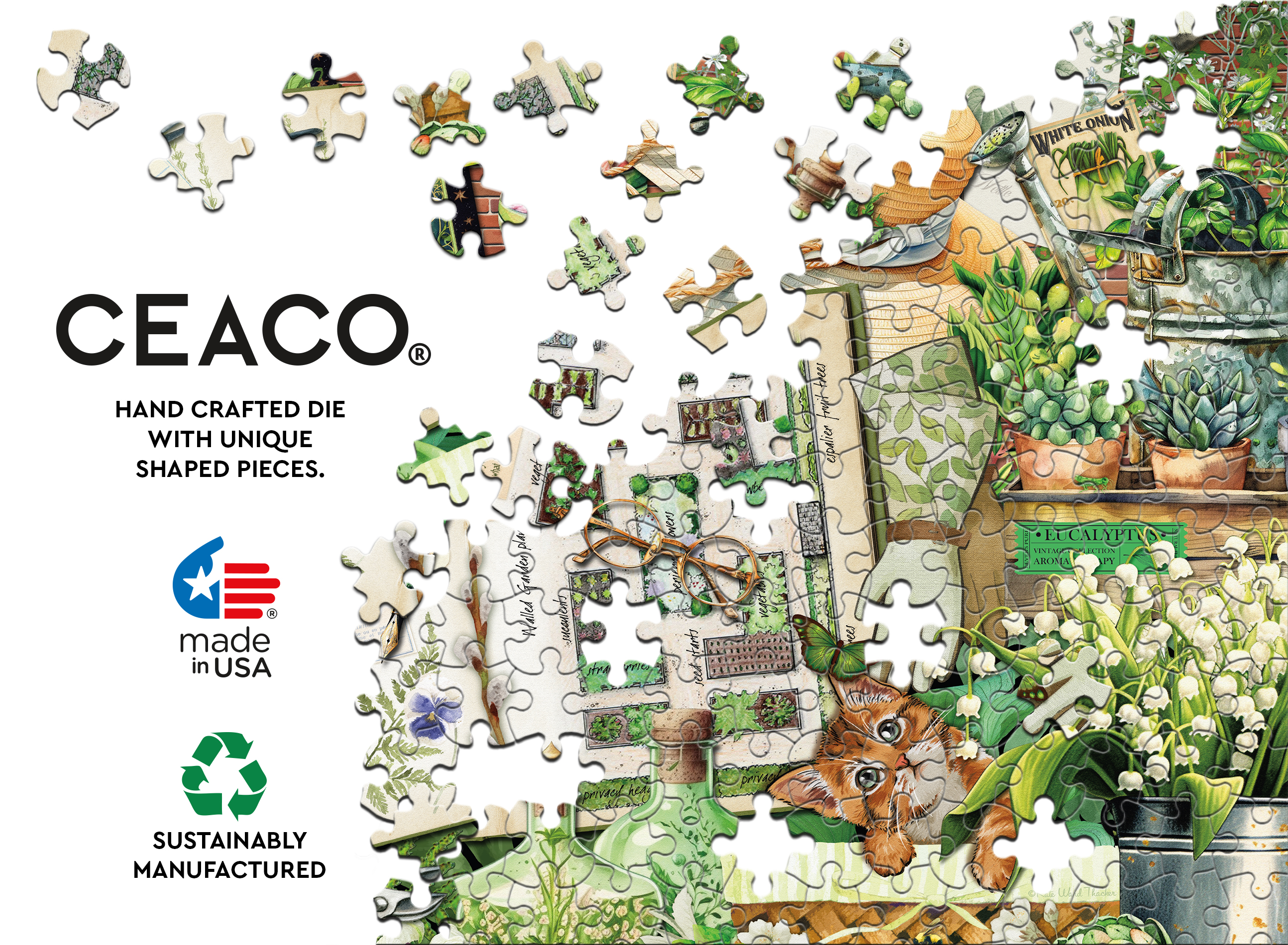 Ceaco 300 Piece My Garden Journal (Kate Ward Thacker) Interlocking Jigsaw Puzzle